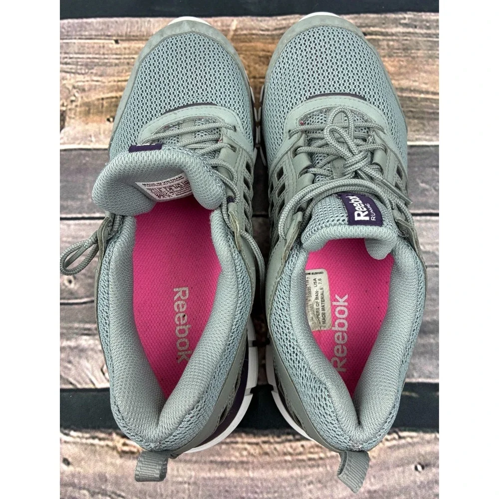 Reebok YourFlex Running Shoes Womens 7.5 Gray Pink Athletic Sneakers 039501 414